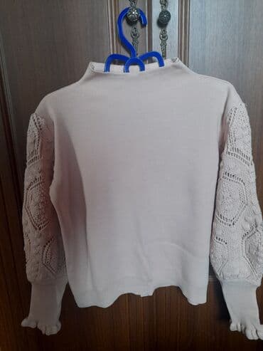 женские вязаные кофты: Qadın trikotaj sviteri - Rəng: açıq çəhrayı/toz pəmbəsi - Model: düz — 1