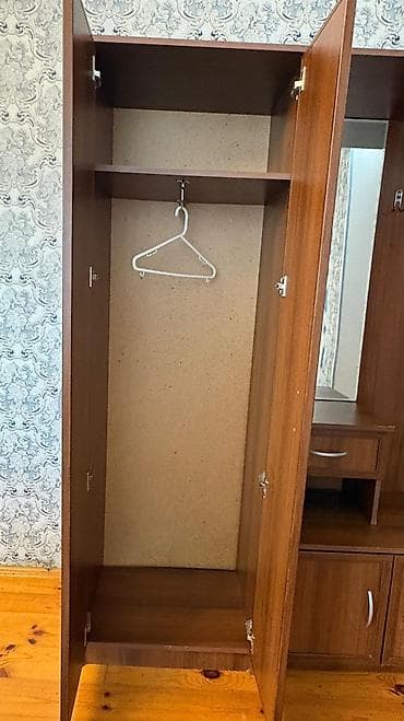 Мебель: 2 двери, С зеркалом, Коричневый, Другой материал, Распашной, Прямой шкаф — 2