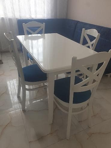 masa ortuyu: Mətbəx üçün, Açılmayan, Dördbucaq masa, 4 stul — 1