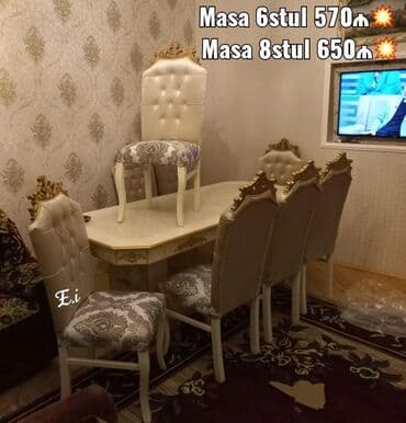 yigilib acilan stollar: Qonaq otağı üçün, Yeni, Açılan, Dördbucaq masa, 6 stul — 3