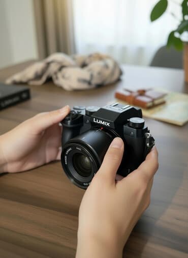qap yuyan: Panasonic LUMIX G seriyalı fotoaparat İşlənməyib, yaddaş kartı lenz — 1