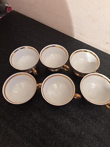 qab dəsti: Fincanlar, rəng - Ağ, Keramika, 6 ədədli dəst, Çexiya — 4