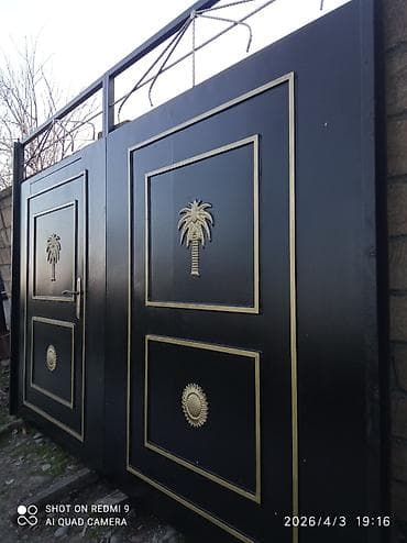 qapi darvaza: İşlənmiş Dəmir Həyət darvazası, Yana açılan, Mexaniki, Qapı ilə, rəng - Qara, Kredit yoxdur, Ödənişli çatdırılma — 3