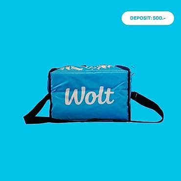 Wolt izotermal çatdırılma çantası - Rəng: açıq mavi, ön tərəfdə Wolt