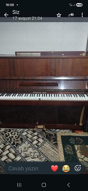 idman velosipedi type 1: Rostov-Don piano – vertikal model. Xüsusiyyətlər: - Korpus: tünd qoz — 1