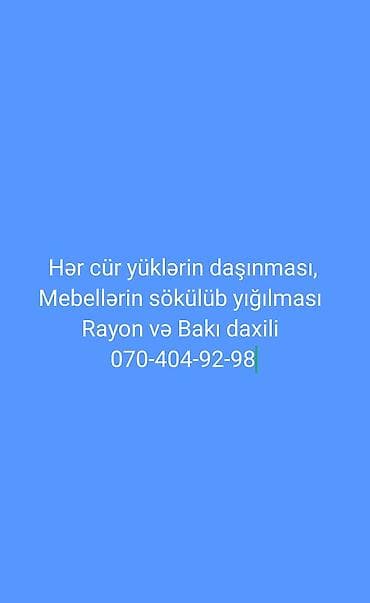 bolt operator nomresi: Hercur yüklərin daşınması Mebellerin sökülüb yığılması rayon və Bakı — 1