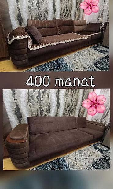 - Qəhvəyi rəngdə böyük künc divan – çevrilərək yataq funksiyası verir