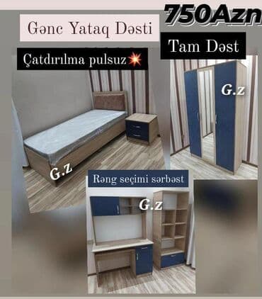 genc yataq otagi mebelleri: *Gənc Yataq Dəsti 750Azn* _Yeni_ və _Sifarişlə_✨ *Dəstə — 1