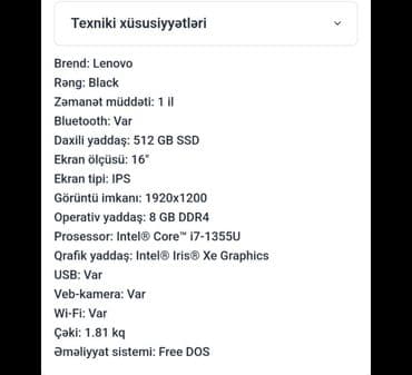 ucuz notebook tavsiye: Lenovo ThinkPad noutbuku - Model xətti: ThinkPad (qutusu ilə) - — 9