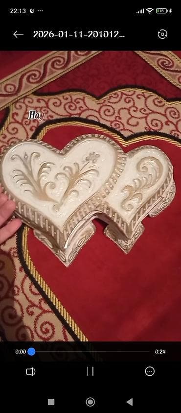 Картины и портреты: Ürünün adı: İkili ürək formalı dekorativ qutu mücrü qabi Salam fikir — 1