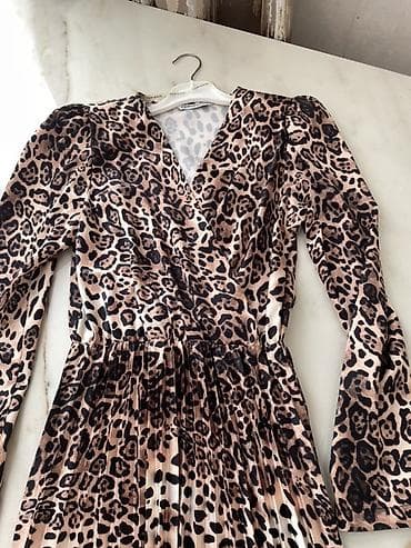 klassik salvar: Leopar naxışlı qadın donu - Model: uzun don, aşağı hissəsi plissəli - — 5