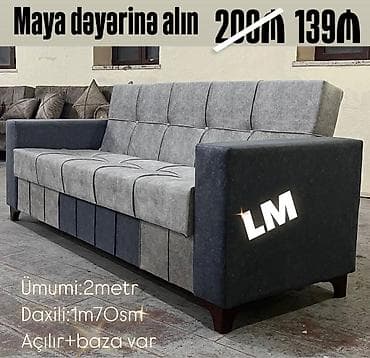 diva mebel: Üç nəfərlik açılan divan - Ölçü: ümumi 2 metr - Yatacaq hissə: 1 m 70 — 1