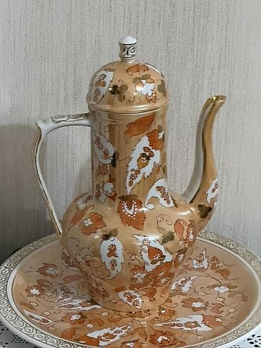 cay: Çay dəsti, rəng - Qızılı, Farfor — 4