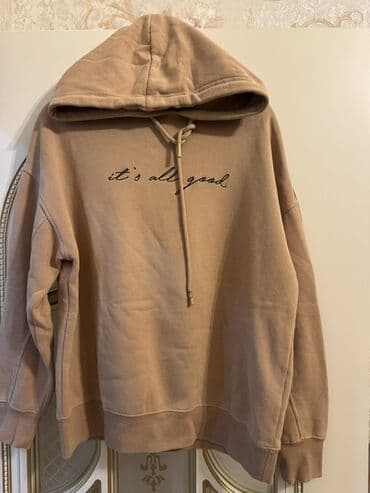 Cinslər: Bej rəngli kapüşonlu sviter (hoodie) - Üzərində “it’s all good” — 1