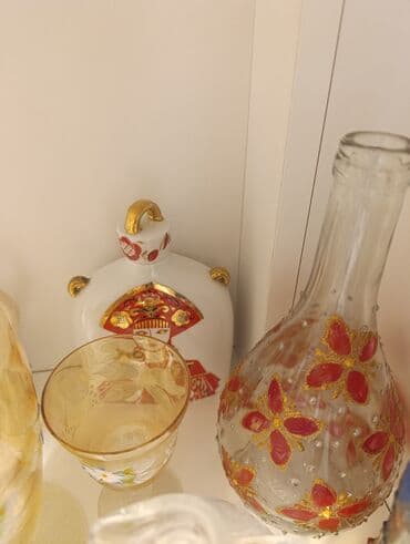 nerj su çəni: Şüşə kolleksiya dəsti - Əl naxışlı likyor/dekorativ dəst: 1 ədəd — 1