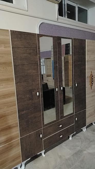 acıq dolab: Yeni, 4 qapılı, Güzgülü, Bej, Digər material, Açılan, Düz dolab — 6