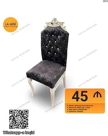 qabaq stolları: Qonaq otağı üçün, Qatlanmayan, rəng - Qara Stul — 1