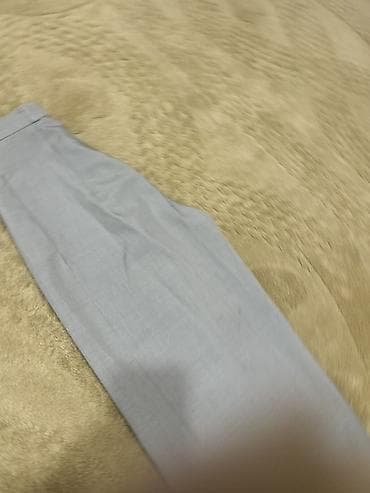 kəsdum şalvar: Boz rəngli klassik kişi şalvarı - Model: düz kəsim, yüksək bel — 3