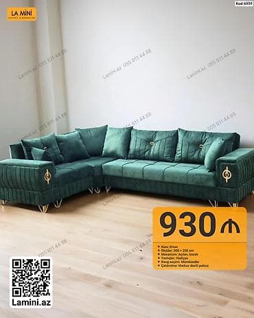 kreditle kunc divanlar: Künc divan – model Kod: 6959 - Ölçülər: 300 × 200 sm - Mexanizm — 1
