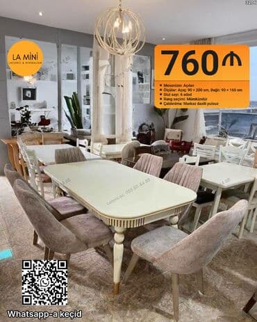 oturacağı: Açılan, Dördbucaq masa, 6 stul — 1