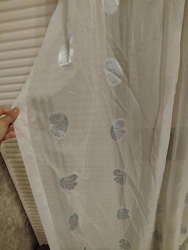sintepon material: Tül pərdə – zərif naxışlı, ağ rəng - Material: yüngül, şəffaf tül - — 4