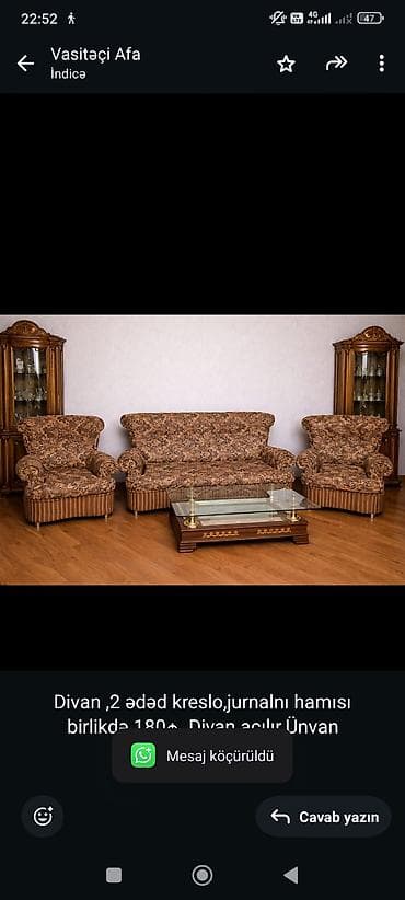 can desmali: Divan, 2 kreslo — 1