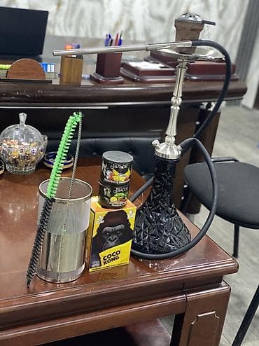 Nərgilə dəsti – tam komplekt - Metal gövdəli, cilalı başlıq və tepsi lalafo.az -da Nərgilə dəsti – tam komplekt - Metal gövdəli, cilalı başlıq və tepsi