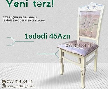 Yeni tərz yemək otağı stulu - Klassik-ağ çərçivə, arxa hissədə oymalı