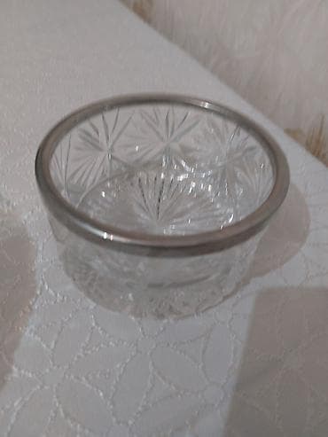 qaymaq ciceyi: Kəsimli şüşə/kristal qab - Material: qalın, kəsimli şüşə (kristal — 1