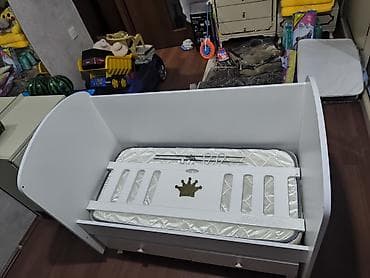 tek matraslar: Ağ rəngli uşaq beşiyi – “Melek Bebe” dizaynı - Material: davamlı — 2