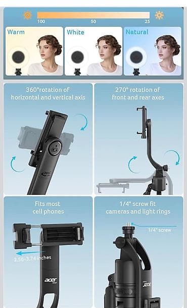 video registor: Acer Gadget Auto Face Tracking Tripod iPhone, Android telefonlar və — 4