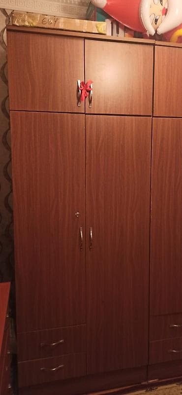 yataq dolabları: 2 qapılı, Siyirməli, Qəhvəyi, Taxta, Açılan, Düz dolab — 3