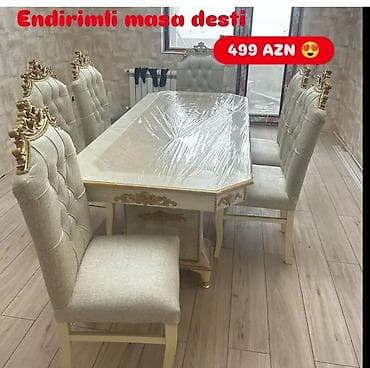 sac stolu: Qonaq otağı üçün, Yeni, Açılmayan, Dördbucaq masa, 6 stul — 1