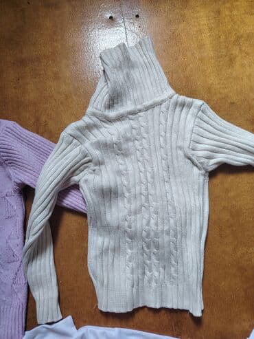 детская и подростковая одежда: Uşaq geyim dəsti – 3 ədəd uzunqol üst geyimi - Ağ-boz rəngli boğazlı — 2