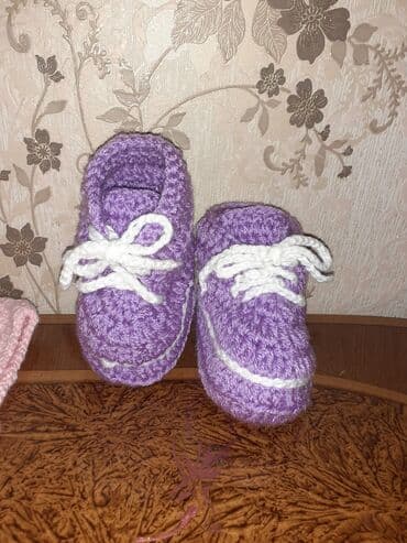uşaqlar üçün yun qış ayaqqabıları: Bənövşəyi rəngdə, əl işi toxunma uşaq/balaca körpə üçün yun — 1