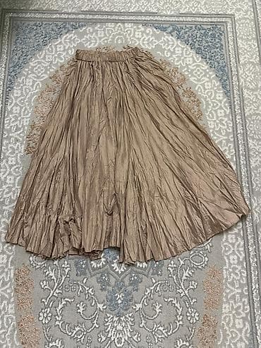 desd geyimler: Qadın geyim dəsti – 4 məhsul 1) Qəhvəyi-bəj pliseli ətək - Uzun — 1