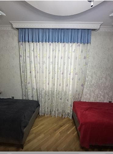 Uşaq otağı üçün dekorativ pərdə dəsti - Model: ikiqat pərdə –