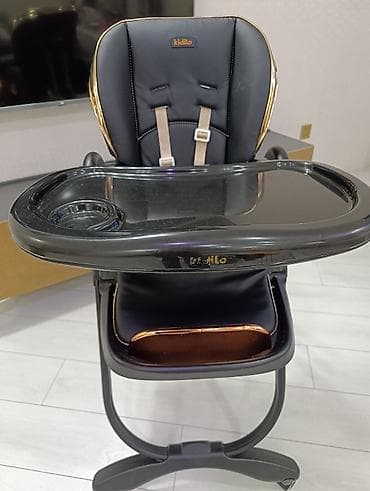 Kidilo uşaq yemək stulu - Rəng: qara, qızılı detallarla - Təkərlidir — 7