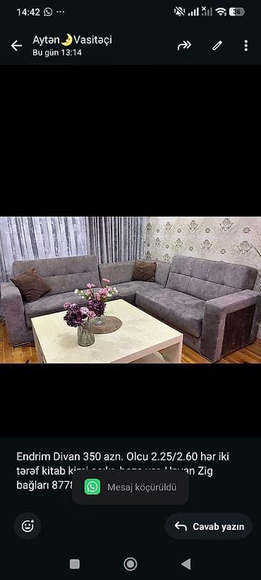 Endrim Divan 350 azn. Olcu 2.25/2.60 hər iki tərəf kitab kimi açılır