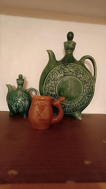 dibcek qablarin satisi: Dekorativ keramika dəstı SSSR 1970-ci ilin antik eshyasi. - 3 ədəd — 1