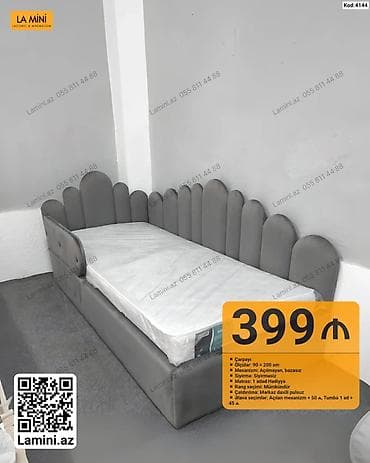 Uşaq/yeniyetmə üçün rahat künc çarpayısı - Ölçü: 90 x 200 sm -