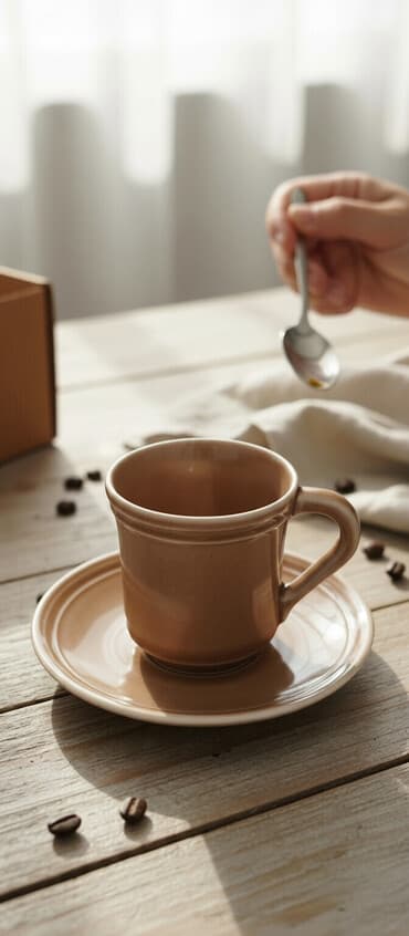 elçilik stekanlari: Qəhvə dəsti, rəng - Qəhvəyi, Keramika, Türkiyə — 1