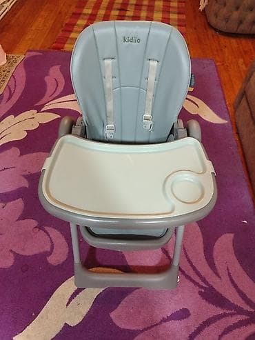 стул для кормления: Kidilo uşaq yemək stulu - Rəng: boz - Yumşaq, silinməsi asan dəri — 3