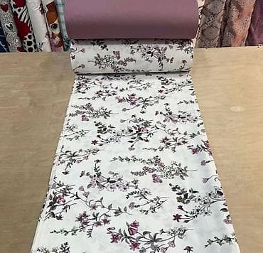 leziz sufreler: Floral naxışlı yataq dəsti və parça - Dizayn: Ağ fon üzərində incə — 6