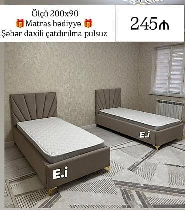 Təknəfərlik çarpayı, Matras ilə, Siyirməsiz lalafo.az -da Təknəfərlik çarpayı, Matras ilə, Siyirməsiz