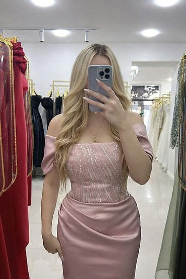 hamile don: Ulkar Hasanovadan alinib .Zərif gecə/libas – pudra-çəhrayı rəngdə — 1