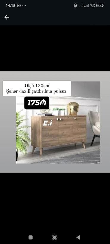 Modern taxta komod - Ölçü: 120 sm - Material: ağac teksturalı laminat