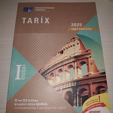 Məhsul: “Tarix 2025 – Test Toplusu” (Dövlət İmtahan Mərkəzi) Komplekt at lalafo.az Məhsul: “Tarix 2025 – Test Toplusu” (Dövlət İmtahan Mərkəzi) Komplekt