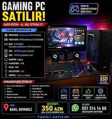 kalonka ucuz: 🔥 Gaming PC SET – Monitor + RGB aksesuarlarla birlikdə! (Hazır sistem) — 2