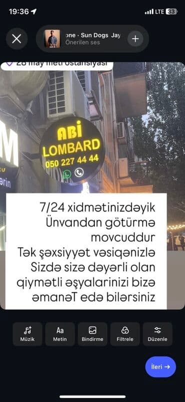 qizil disin qrami: ABI Lombard – 28 May metro stansiyası ərazisi Xidmətlər: - 7/24 — 1